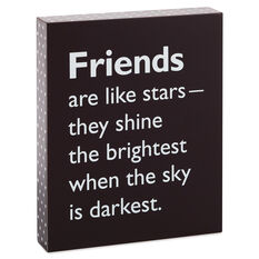 Trendy Friends Are Like Stars Always There Wooden Plaque White Grey 25 x 16cm